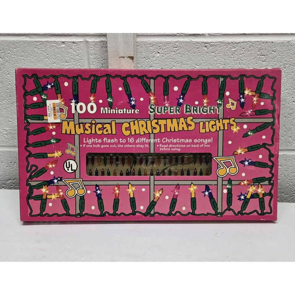 Midwestern Home Products 100 Super Bright Musical Lights Multicolor VTG NIB